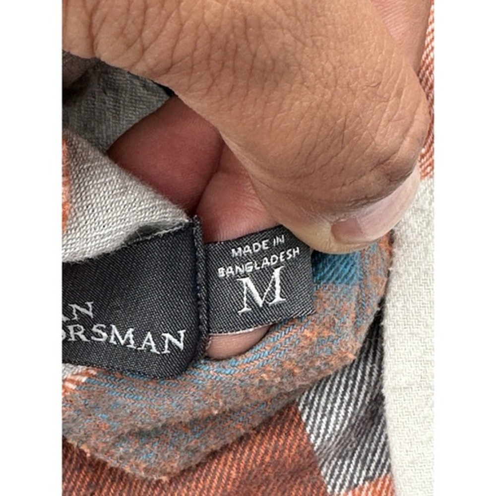 The American Outdoorsman Flannel Shirt Orange‎ Plaid Men's Medium - Picture 5 of 9